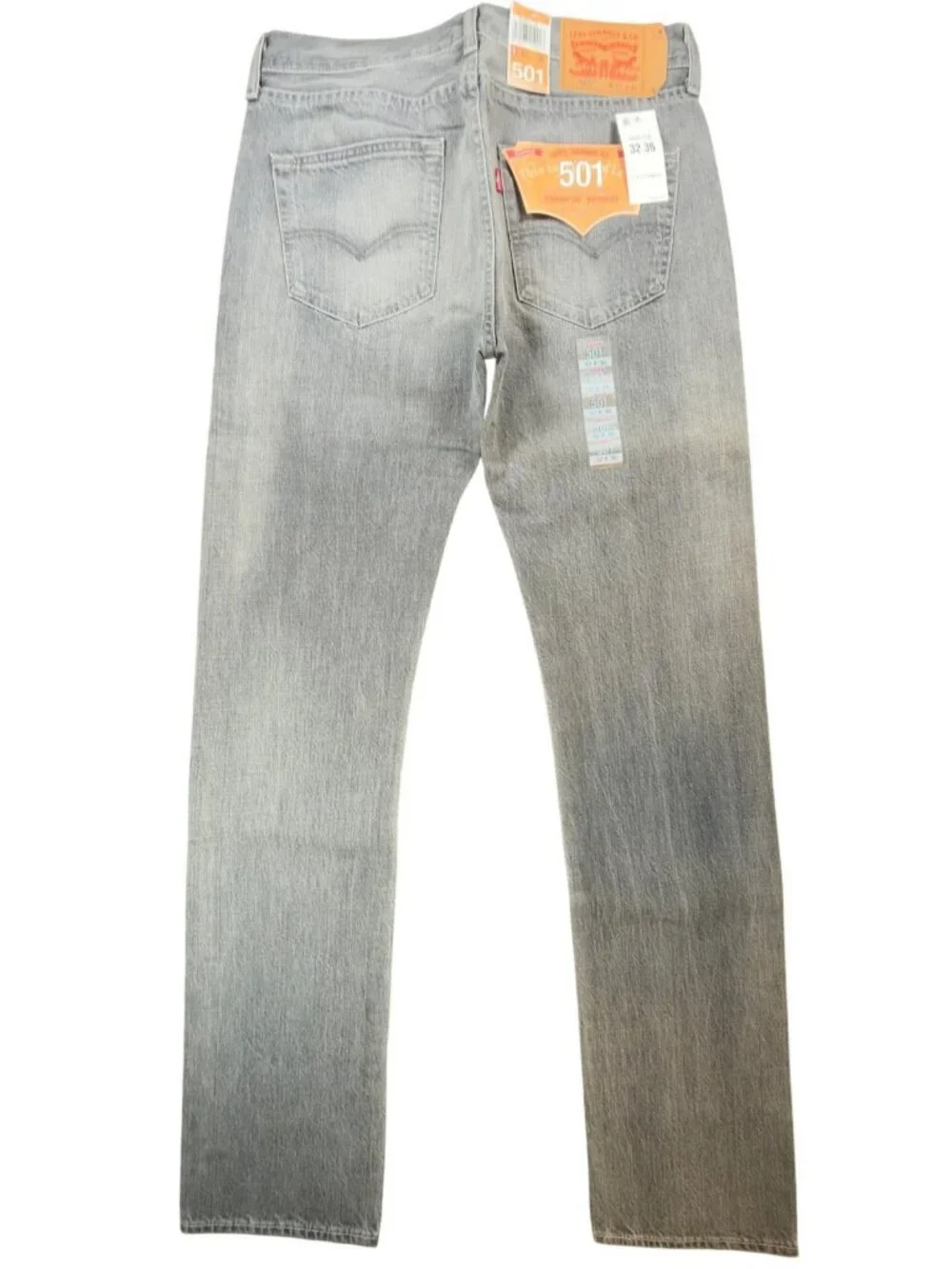 Levi's 501 Original Fit Jeans Mens 32x36 Grey Black Wash Denim Straight NWT New
